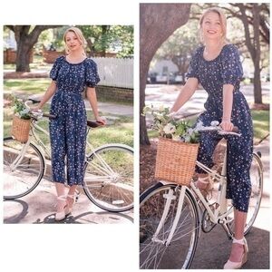 RARE Gal Meets Glam Violet Pink Floral Summer Print Jumpsuit with Pockets NWT